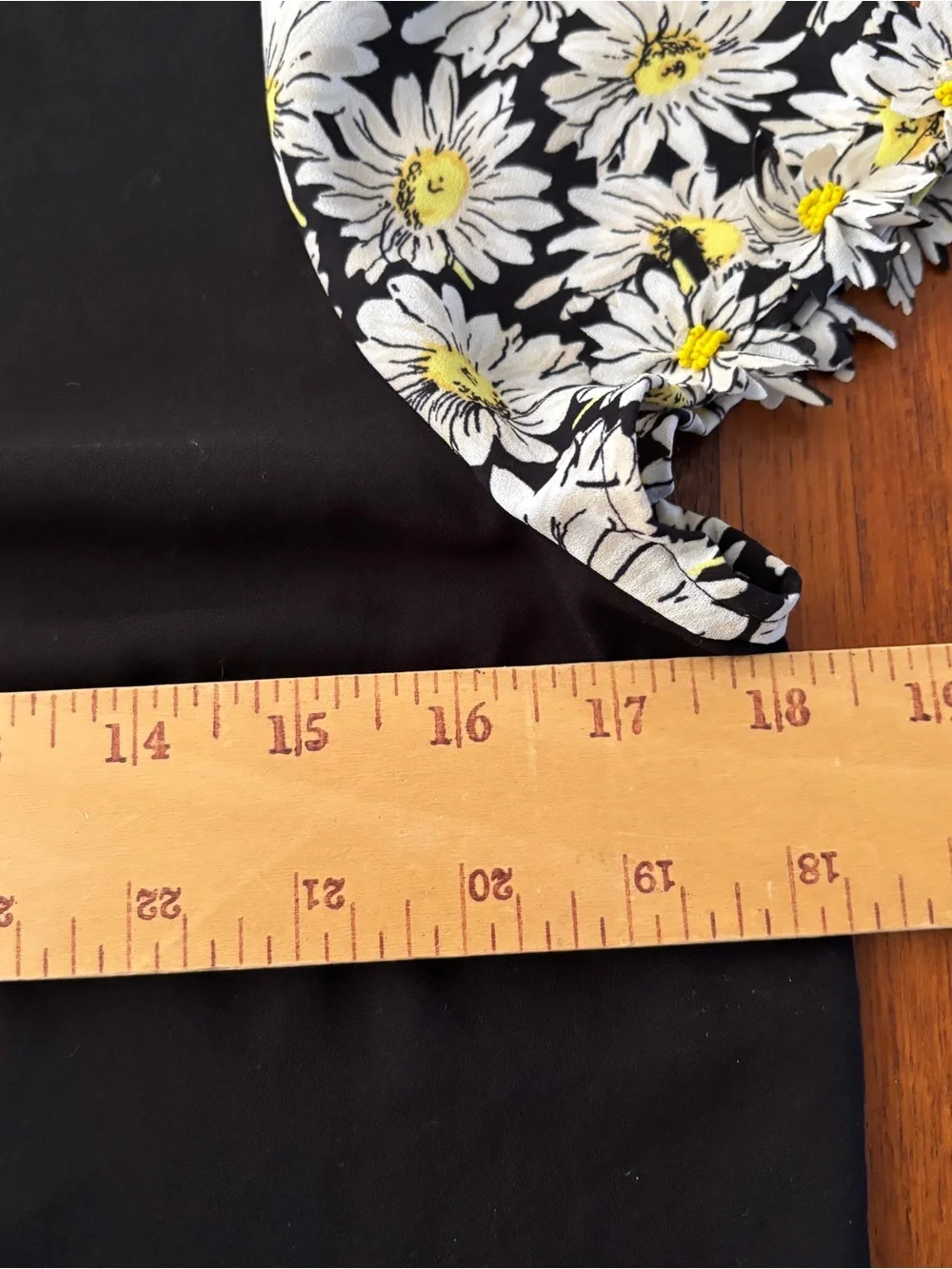 Anthropologie Black Blouse with White & Yellow Daisy Collar